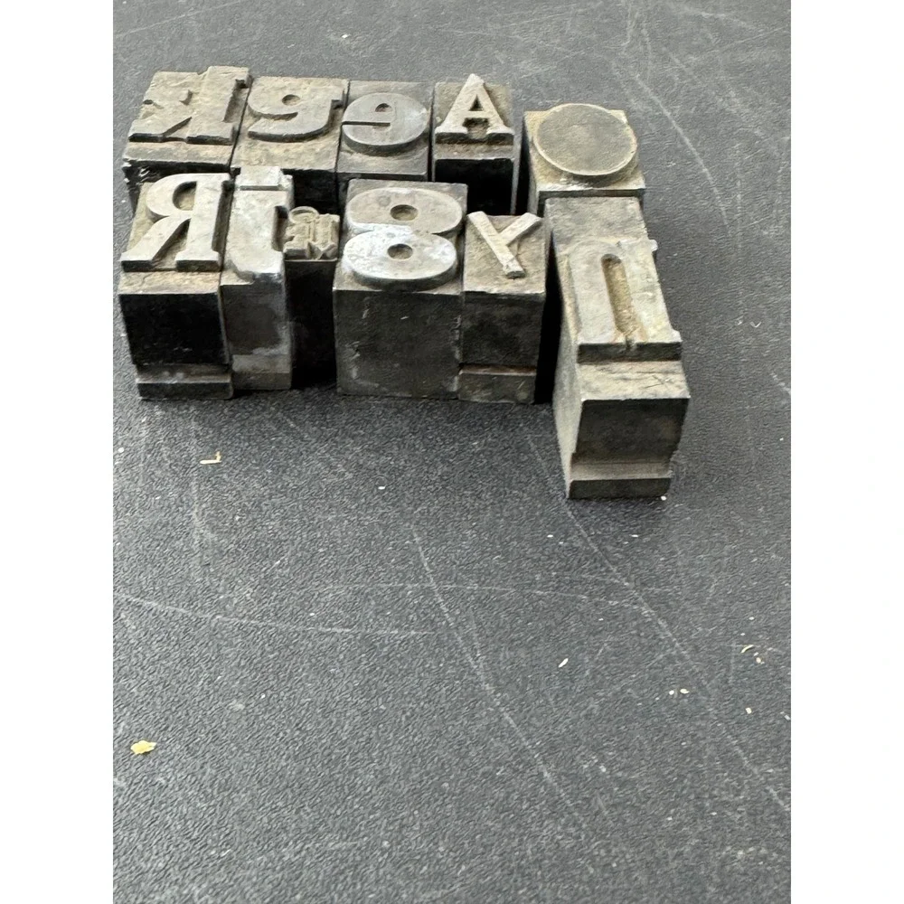 Vintage Metal Letterpress Printing Blocks Antique Industrial Type Set Mixed Lot